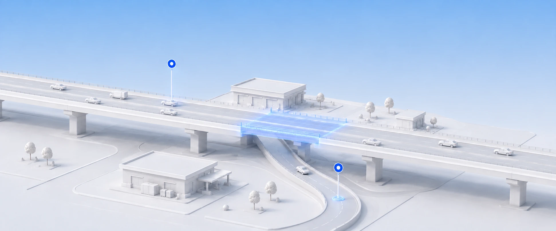 公路 BIM 集成系统桥梁与道路模型示意